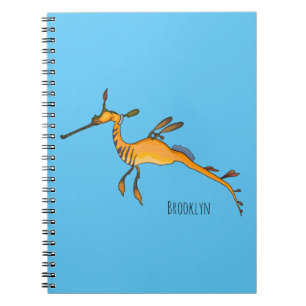 Weedy seadragon cartoon illustratie notitieboek