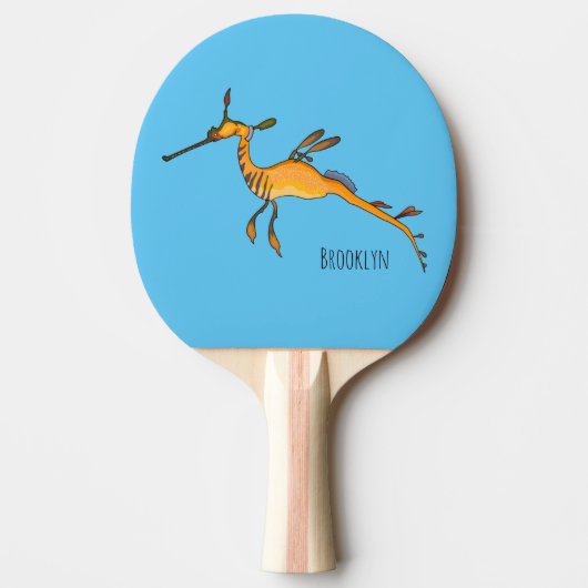 Weedy seadragon cartoon illustratie tafeltennisbatje (Voorkant)