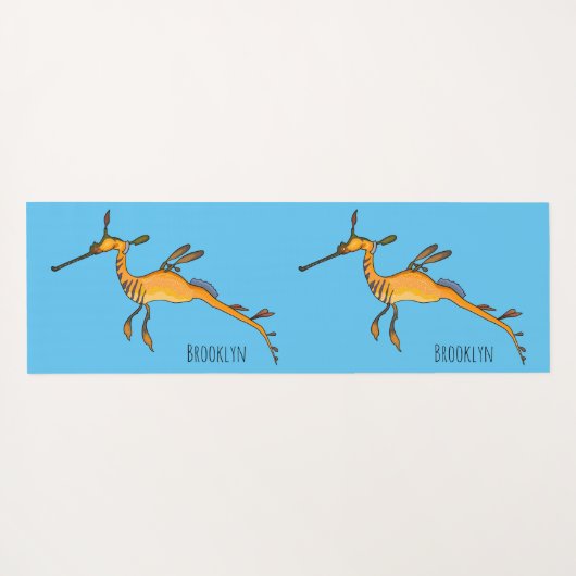 Weedy seadragon cartoon illustratie yogamat (Achterkant (horizontaal))
