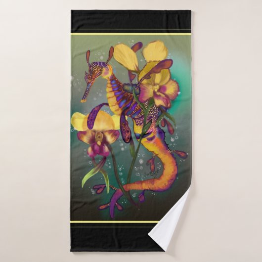 Weedy Seadragon met Orchids Bad Handdoek (Badhanddoek)