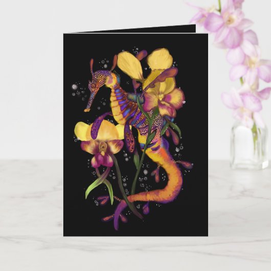 Weedy Seadragon met Orchids Bedankt Kaart (Orchidee)