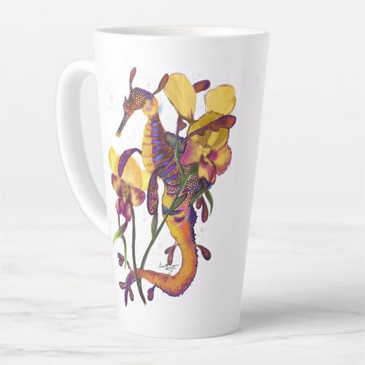 Weedy Seadragon met Orchids Latte Mok (Linkerhoek)