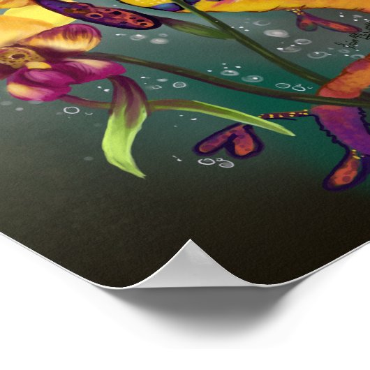 Weedy Seadragon met Orchids Poster (Hoek)