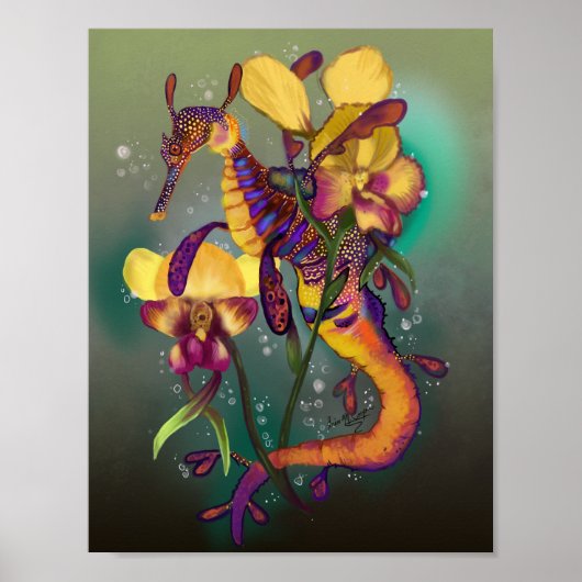 Weedy Seadragon met Orchids Poster (Voorkant)