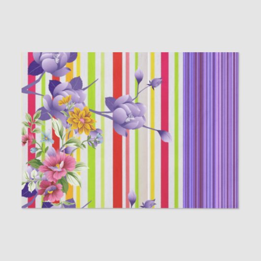 Weefpapier Floral Paarse streep Tissuepapier (Voorkant)