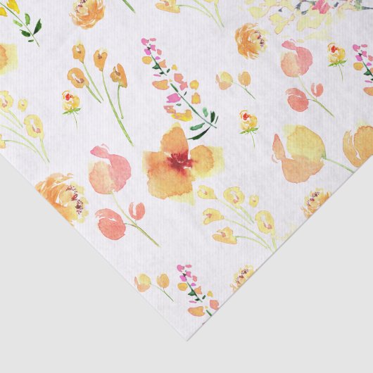 Weefpapier - Heldere waterverf bloemen Tissuepapier (Detail)