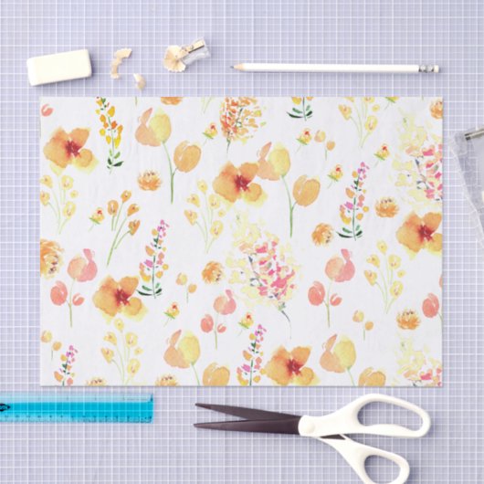 Weefpapier - Heldere waterverf bloemen Tissuepapier (Craft)