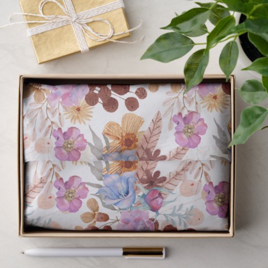 Weefpapier - Heldere waterverf bloemen Tissuepapier (Geschenk)