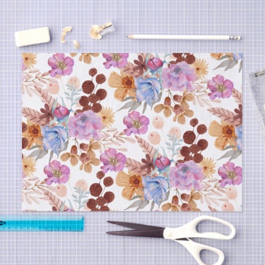 Weefpapier - Heldere waterverf bloemen Tissuepapier (Craft)