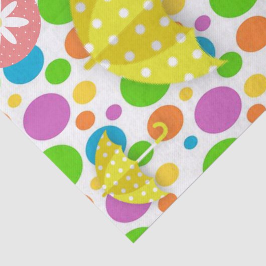 Weefpapier kleurige cirkels Gele paraplu's Tissuepapier (Detail)