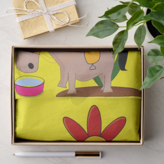 Weefpapier Mexicaanse Donkey Dog Sombrero Yellow Tissuepapier (Geschenk)