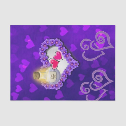 Weefpapier Paarse roze harten Tissuepapier (Voorkant)