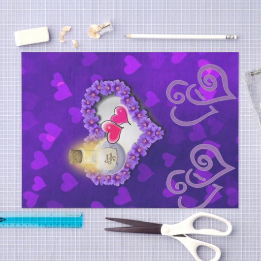 Weefpapier Paarse roze harten Tissuepapier (Craft)