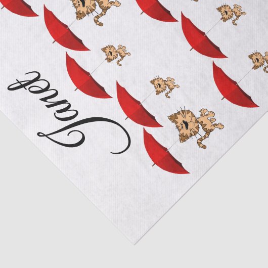 Weefpapier rode krubrella katten tissuepapier (Detail)