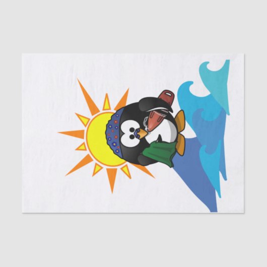 Weefpapier Surfer Penguin Tissuepapier (Voorkant)