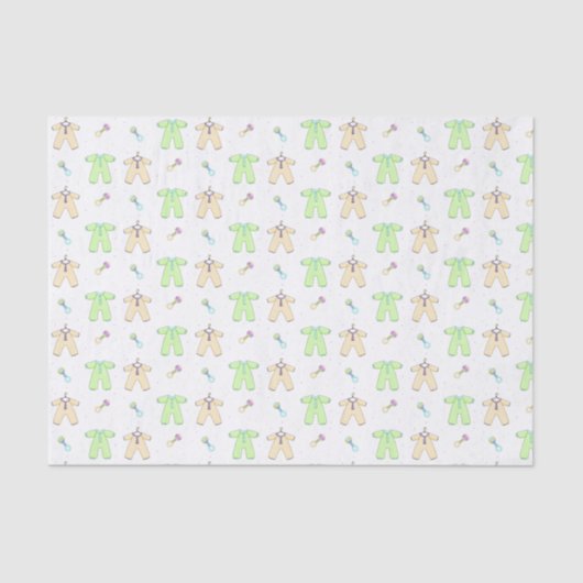 Weefpapier voor gele en groene babykleding tissuepapier (Voorkant)