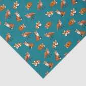 Weefpapier voor Red Fox Family Blauwgroen Tissuepapier (Detail)