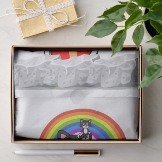 Weefpapier zwarte katten regenboog tissuepapier (Geschenk)