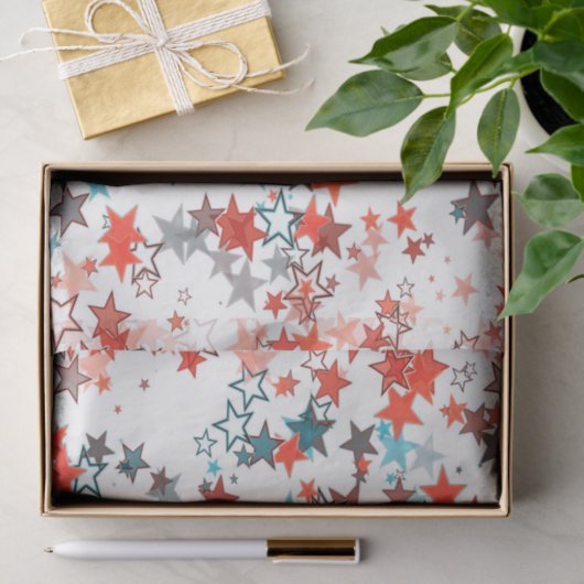 Weefpapieren kerststerren rood wit blauw tissuepapier (Geschenk)