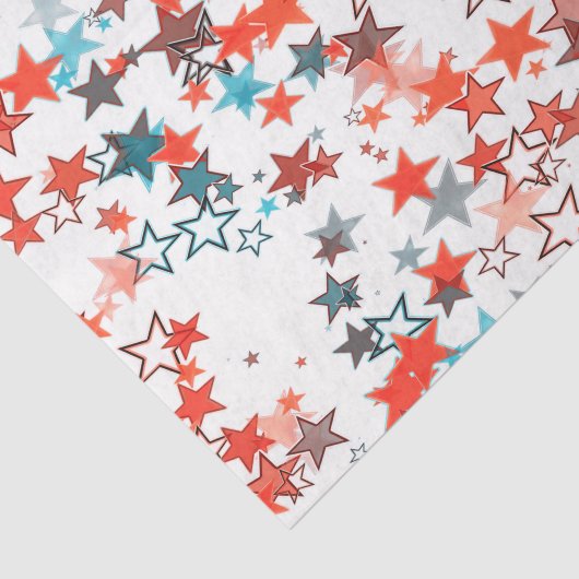 Weefpapieren kerststerren rood wit blauw tissuepapier (Detail)