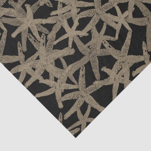 Weefsel cadeau papier zeester taupe zwart (Detail)