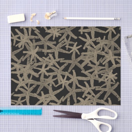 Weefsel cadeau papier zeester taupe zwart (Craft)