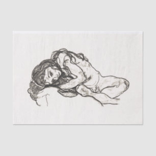 WEEFSEL : EGON SCHIELE : MEISJE : 1918 TISSUEPAPIER