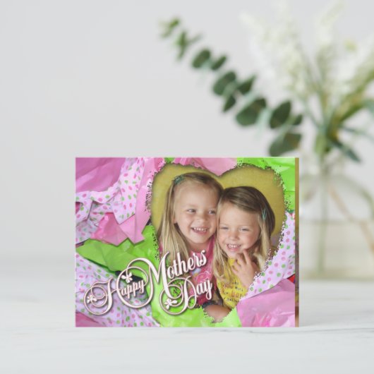 Weefsel Hart Moederdag Briefkaart (Staand voorkant)