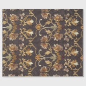 weefsel met geborduurde bloemen, achterzijde cadeaupapier (Vlak)