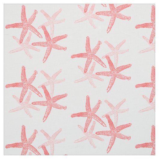 weefsel Nautisch zeesterstrand rood roze Stof (Swatch)
