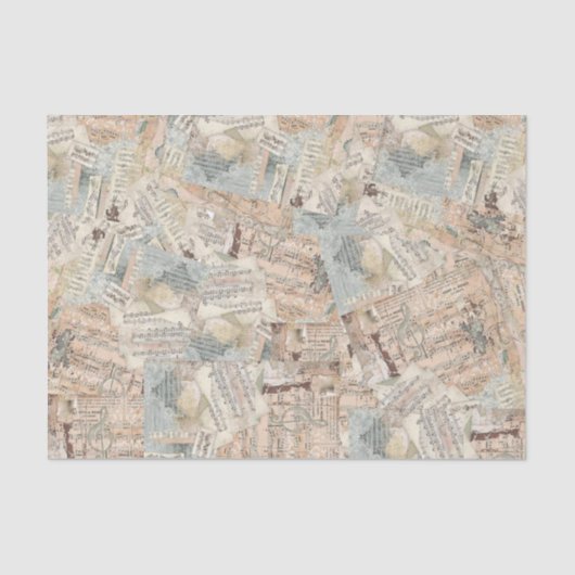 Weefsel- of losbladerpapier Collage van muziekblad Tissuepapier (Voorkant)