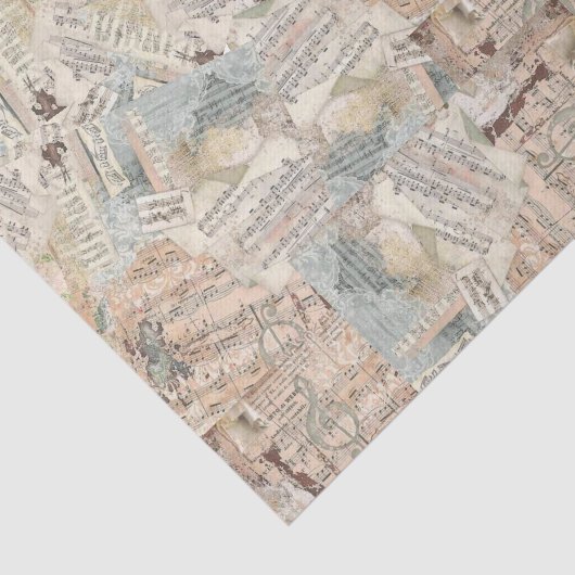 Weefsel- of losbladerpapier Collage van muziekblad Tissuepapier (Detail)