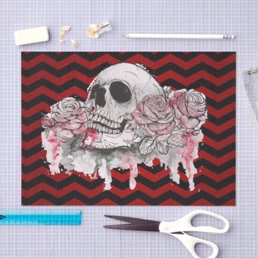 Weefsel Papier Wrapping schedel Roos Gothic Chevro (Craft)