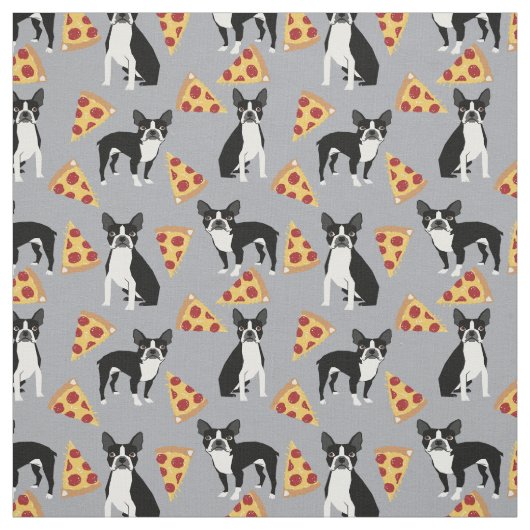 weefsel van Boston Terriers Pizza Stof (Swatch)