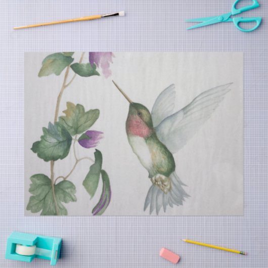 Weefsel van Elegant Pink Hummingbird Waterverf Tissuepapier (Craft)