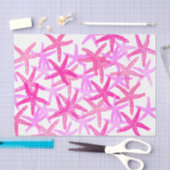 Weefselcadeaupapier Nautisch roze zeester wit Tissuepapier (Craft)