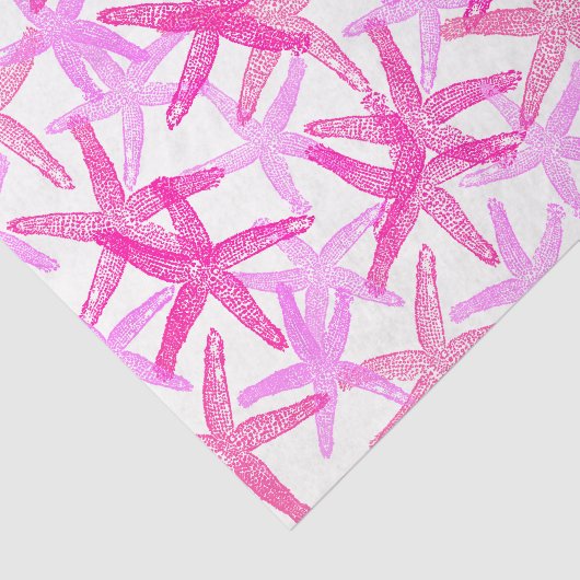 Weefselcadeaupapier Nautisch roze zeester wit Tissuepapier (Detail)