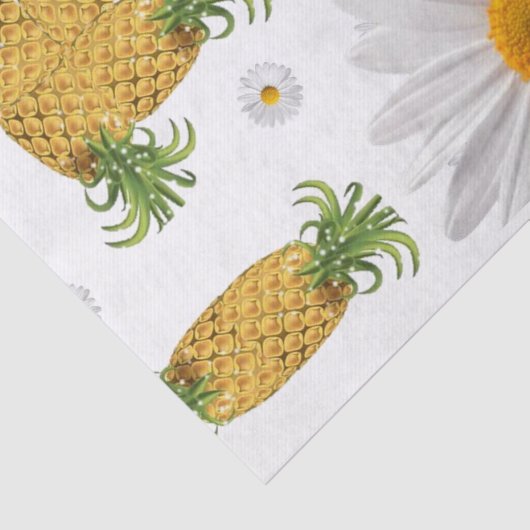 Weefseldocument Ananas Witte Daisy Tissuepapier (Detail)