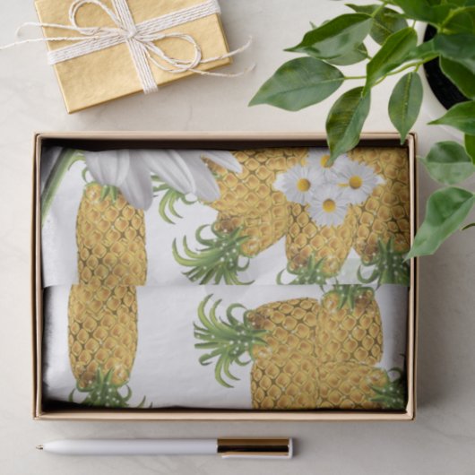 Weefseldocument Ananas Witte Daisy Tissuepapier (Geschenk)
