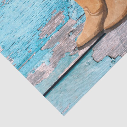 Weefseldocument die Blauwe Houten Schuurdeurlaarze Tissuepapier (Detail)