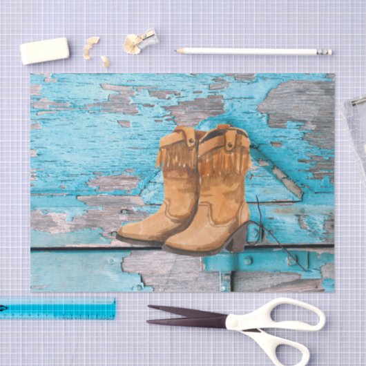 Weefseldocument die Blauwe Houten Schuurdeurlaarze Tissuepapier (Craft)