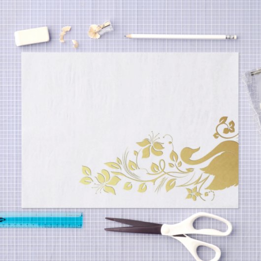 Weefseldocument Gouden Bloemenzwaan Tissuepapier (Craft)