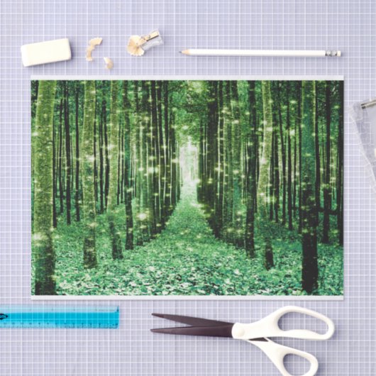 Weefseldocument Magisch Bos Groen Mysterie Tissuepapier (Craft)