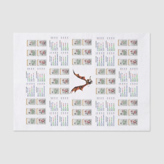 Weefseldocument Mahjong Dragon Tissuepapier (Voorkant)