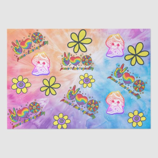 Weefseldocument met vrede liefde gelijkheid tissuepapier (Voorkant)