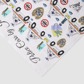 Weefseldocument Politieauto's Tissuepapier (Detail)