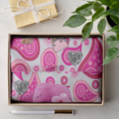 Weefseldocument Roze Varken, Zilveren Harten, Pais Tissuepapier (Geschenk)