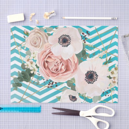 Weefseldocument Verpakking Geometrisch Roos Chevro Tissuepapier (Craft)