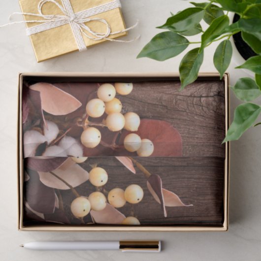 Weefseldocument Verpakking Katoenen Tak op Donker  Tissuepapier (Geschenk)