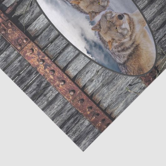 Weefseldocument Wolven Hout Tissuepapier (Detail)